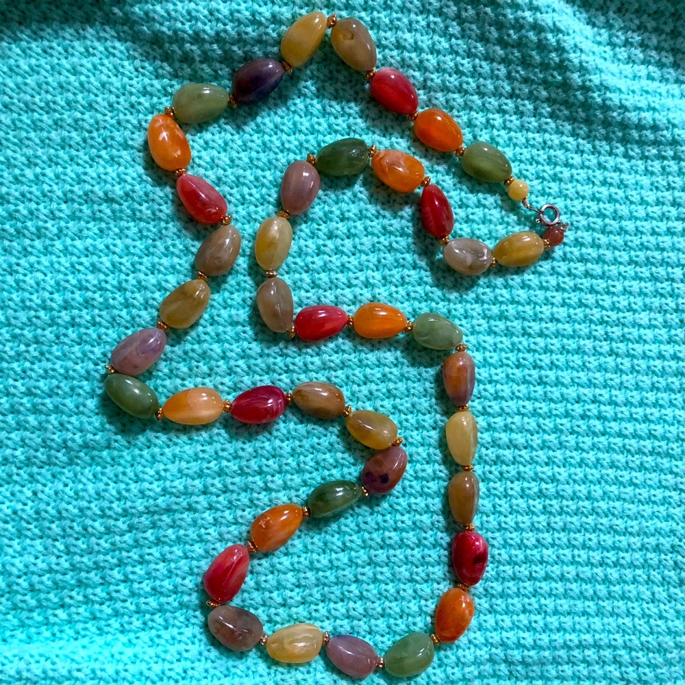 Beautiful 18” multi color stone necklace.